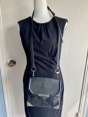 Alexander Wang Marion Prisma Black Pebbled Leather Crossbody - Metal Corners